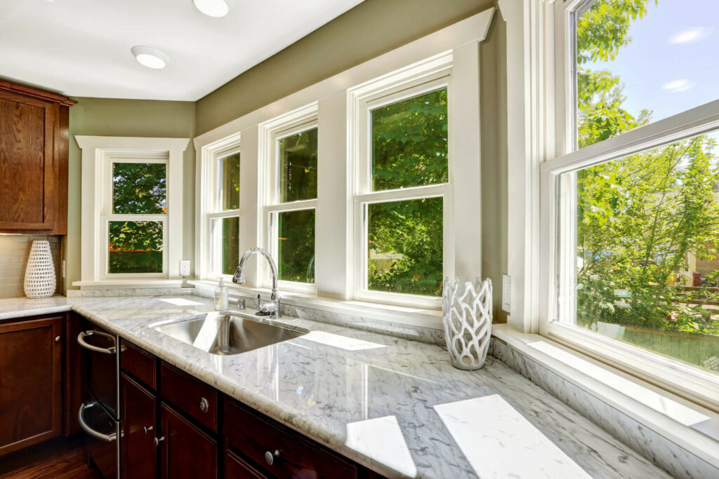 Hung windows in a home